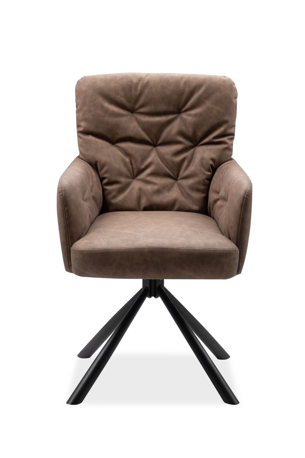 Stuhl Bobby Lederlook braun Metallgestell schwarz 60x93x67 cm