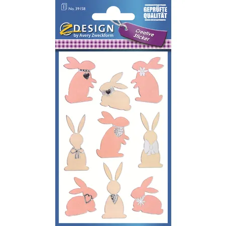 Avery Zweckform Z-Design Oster Sticker, Osterhasen, 1 Bogen/9 Sticker