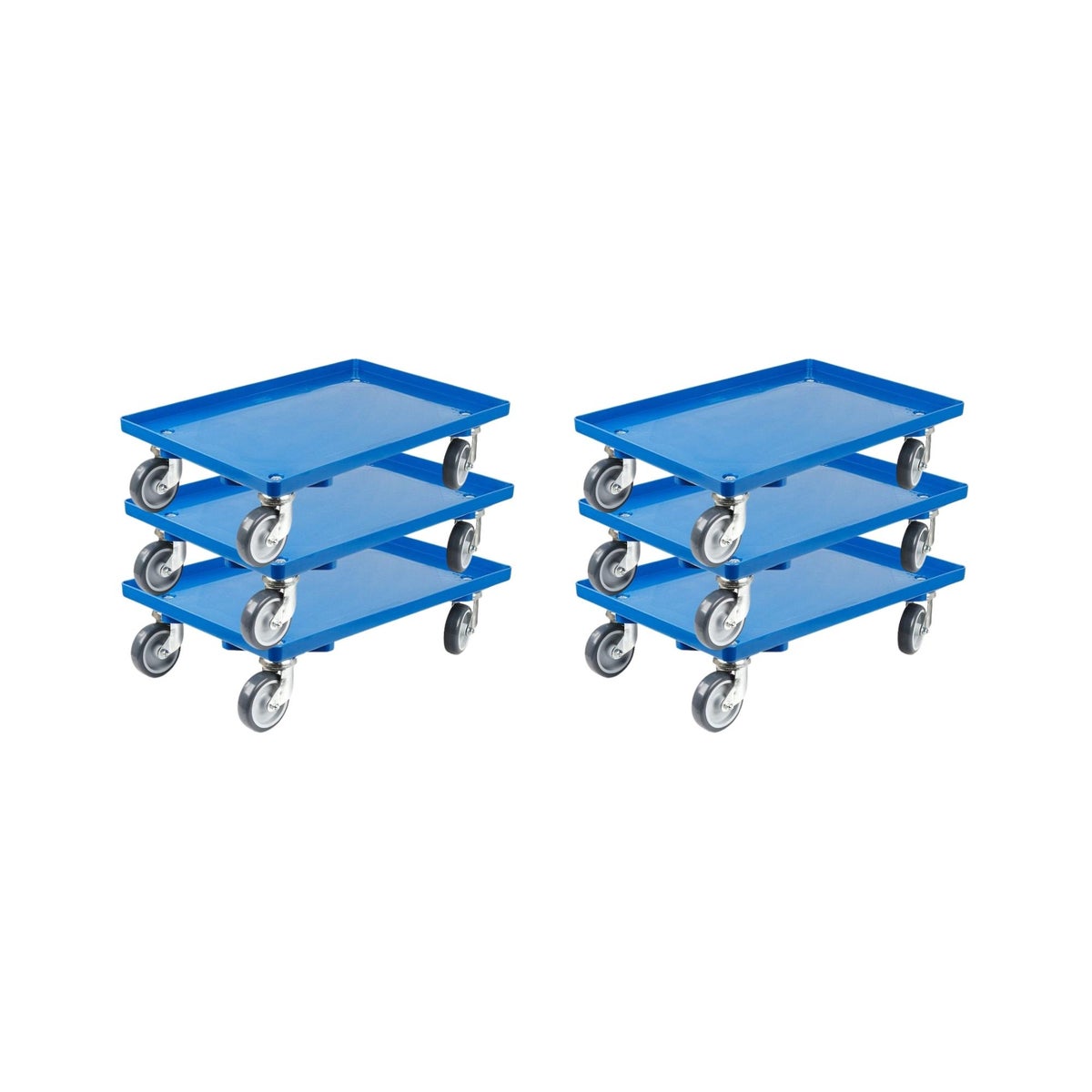 PROREGAL Transportwagen voor Euroboxen 60 x 40 cm met rubberen wielen, blauw, gesloten dek, 4 zwenkwielen, draagvermogen 300 kg
