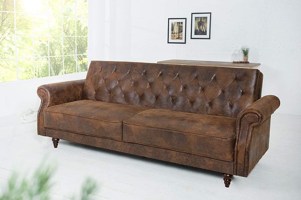 invicta INTERIOR Chesterfield Sofa Maison Belle AFFAIRE 220cm antik braun mit Schlaffunktion Schlafsofa Schlafcouch