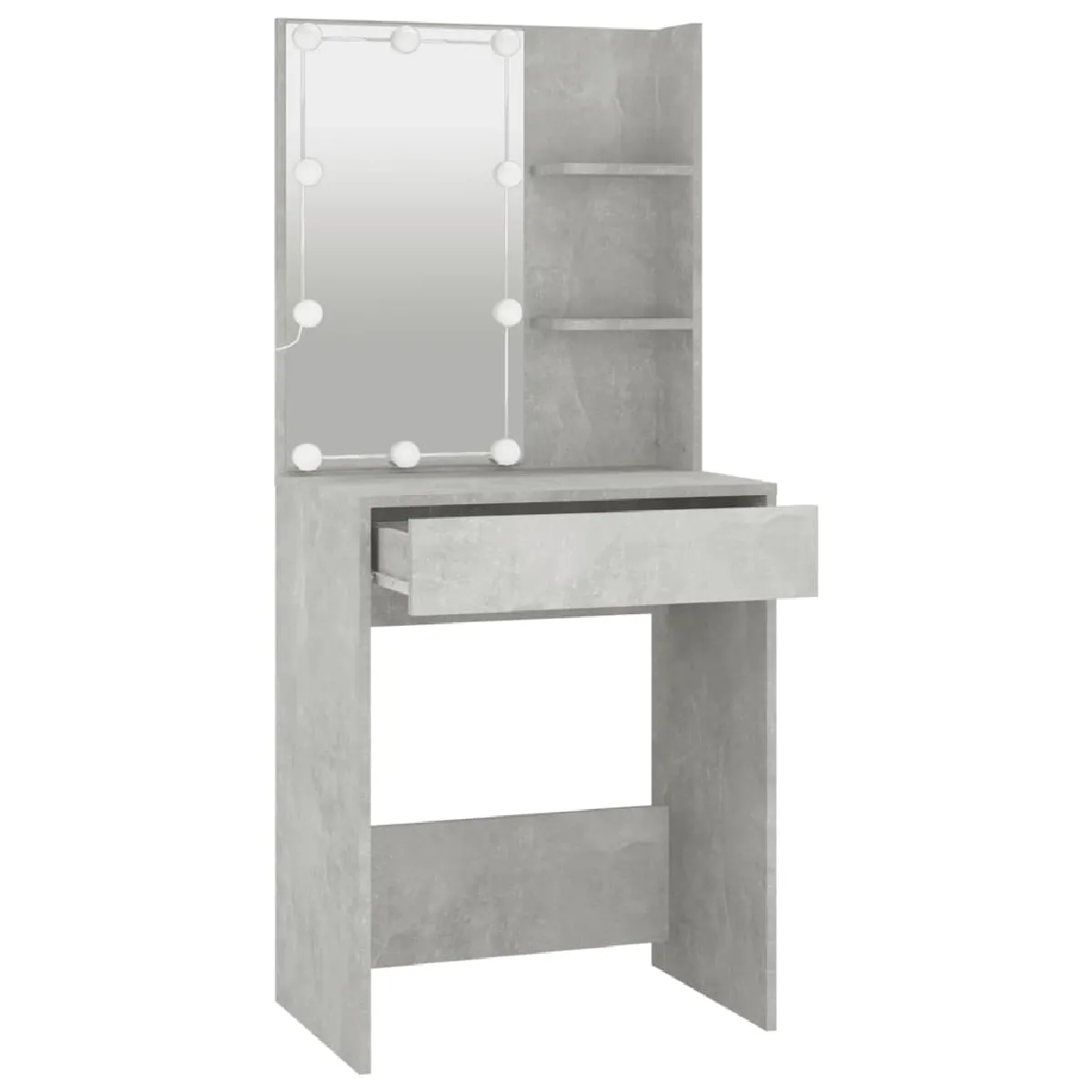 vidaXL Coiffeuse avec LED - Gris Béton