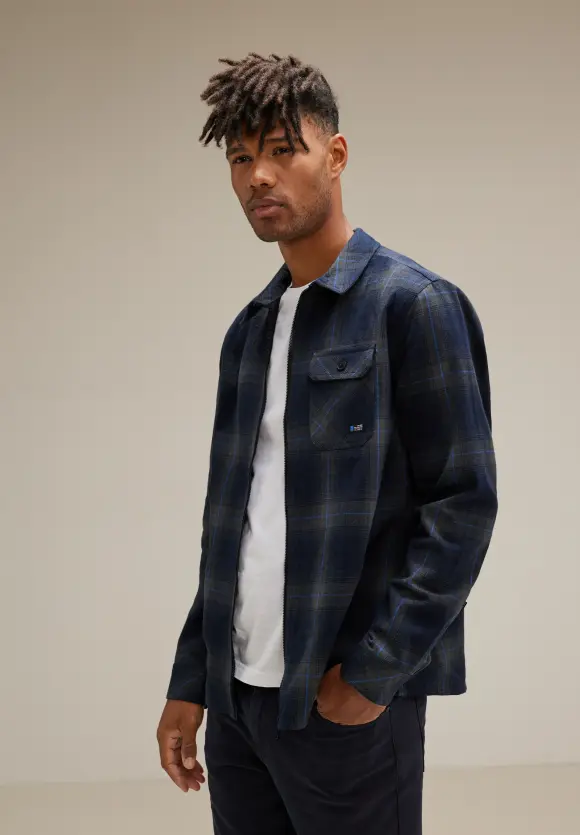 Zipper Karo Overshirt - anthra grey melange