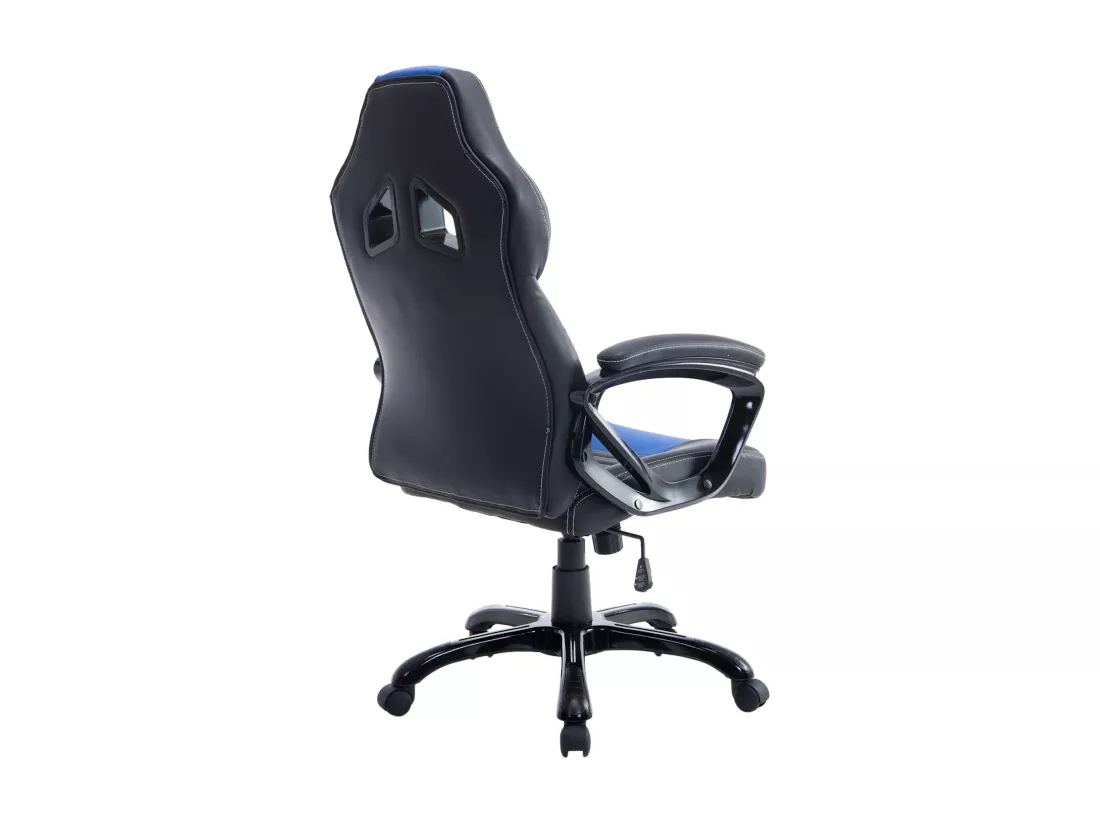 Chaise de bureau - Similicuir & Plastique - Noir / Bleu - XL Pedro