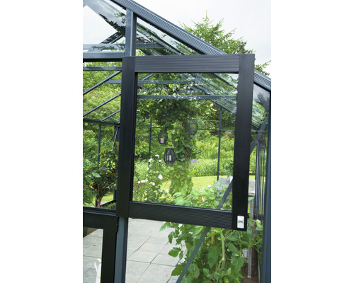 JULIANA Premium kas 8,8 m² 3 mm veiligheidsglas 296 x 296 cm antraciet/zwart