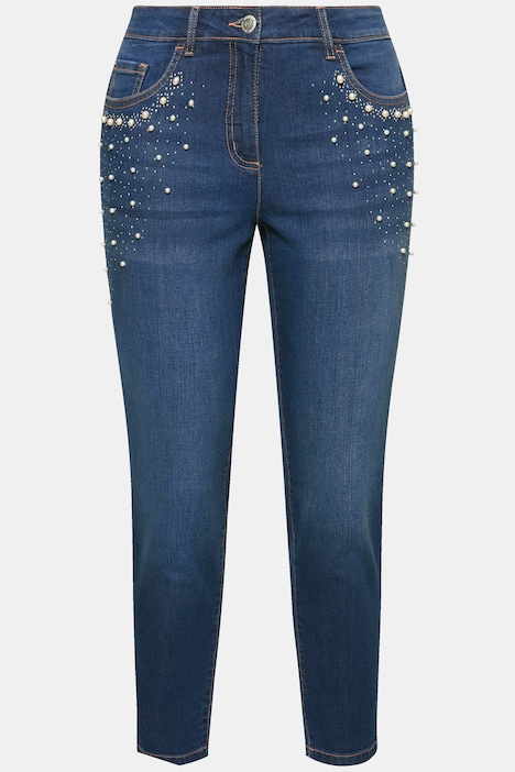 Jeans, Skinny Fit, Zierperlen an den Taschen, 5-Pocket