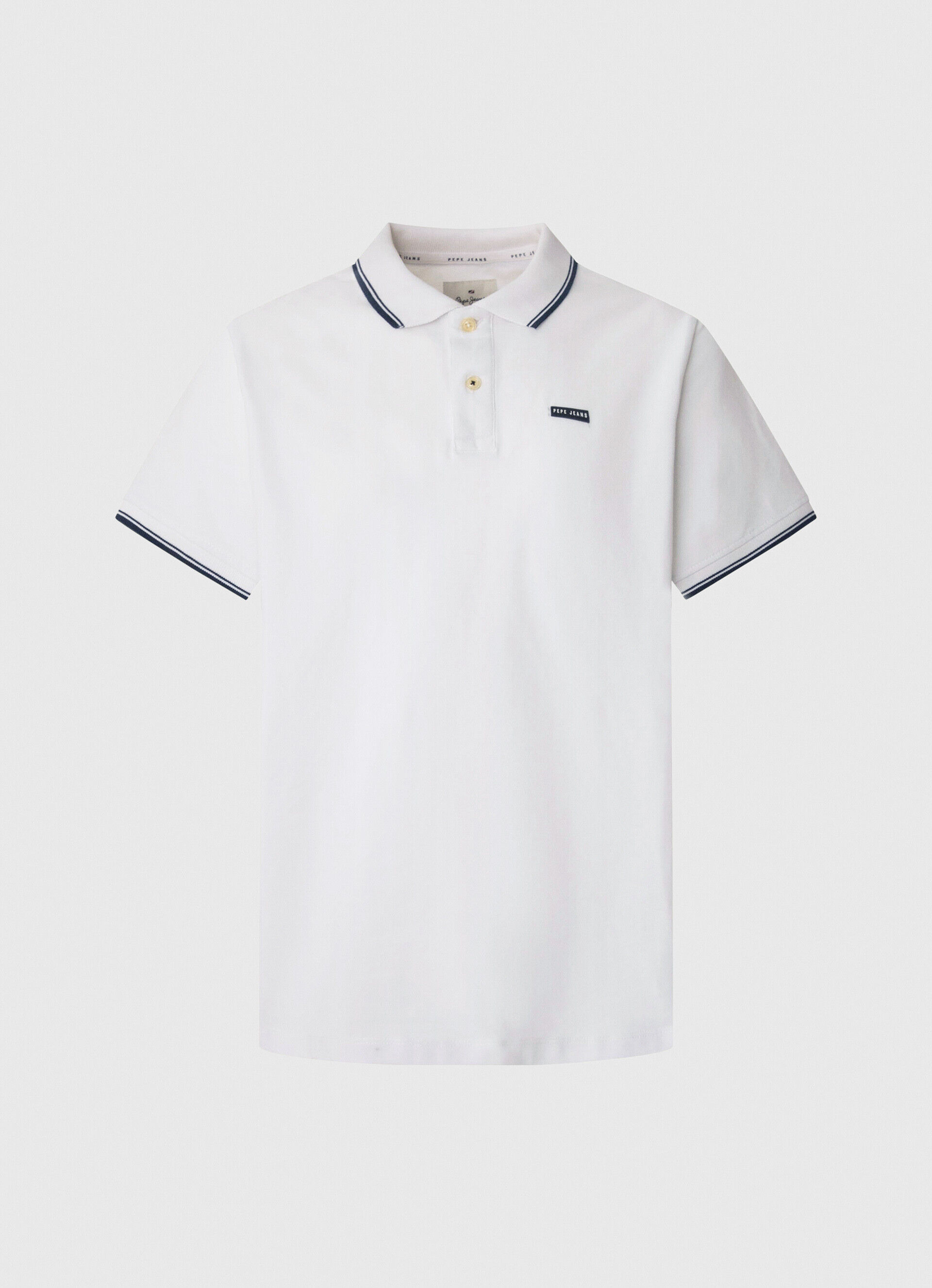 Camisa polo de algodão piqué com detalhes - branca