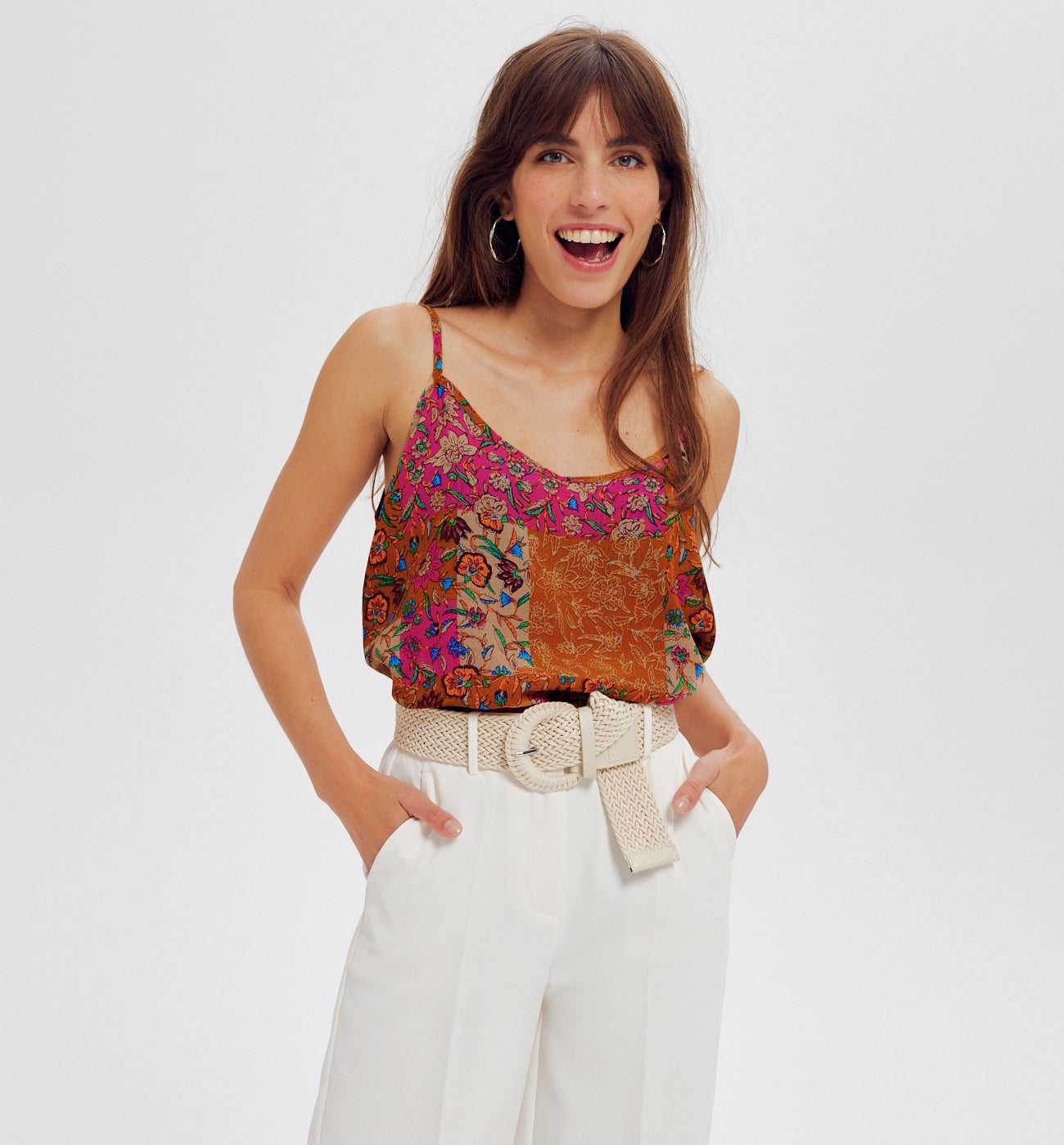 Top à fines bretelles Femme - Imprimé multicolore