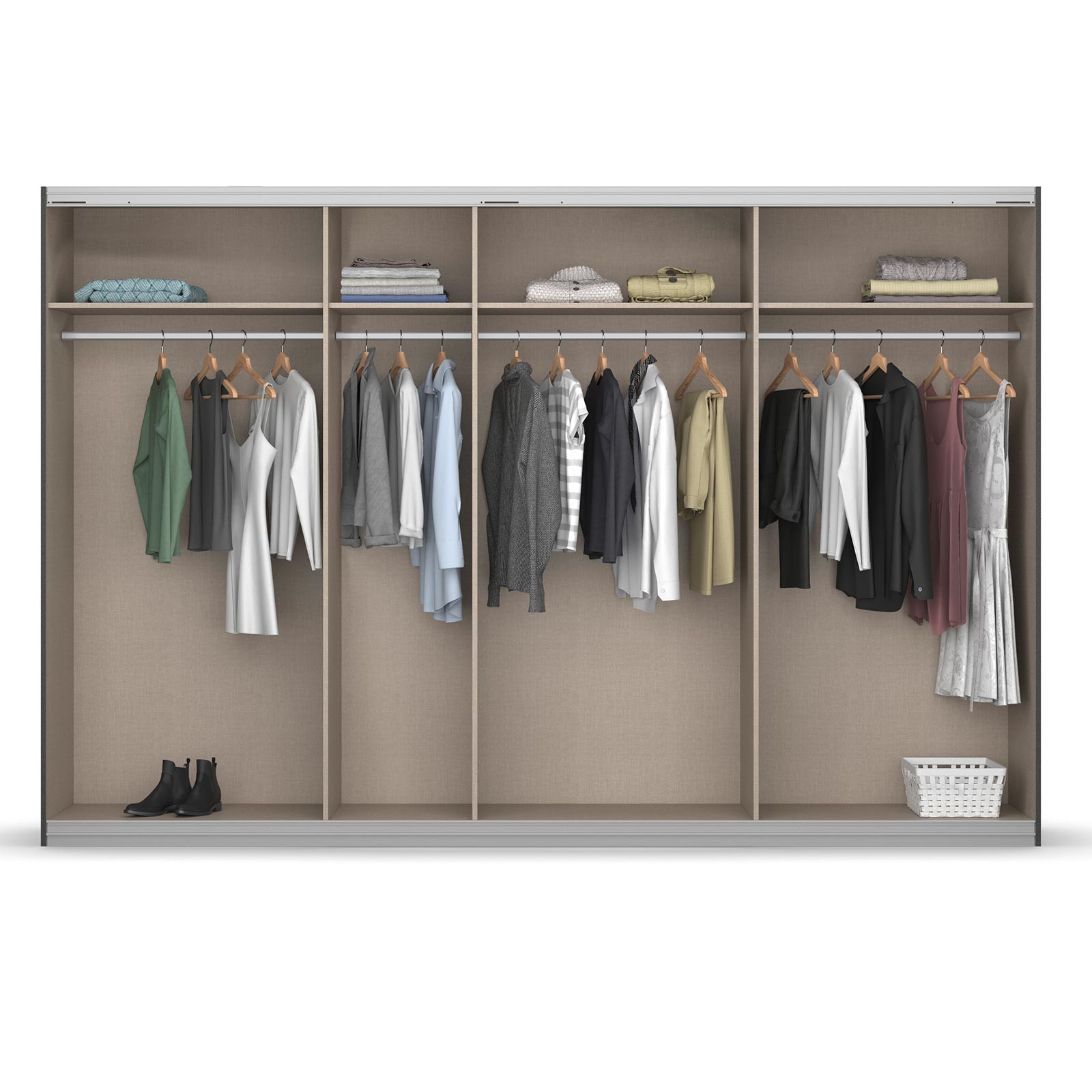 Schwebetürenschrank - Alpinweiß - 4-türig - 315 cm