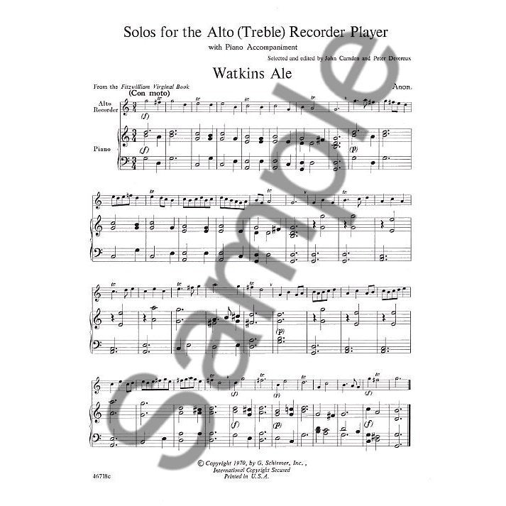 G. Schirmer Solo's for the Alto Recorder Player