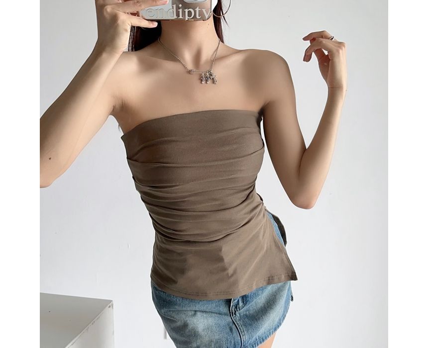 Ulark - Effen tubetop met ruches en split