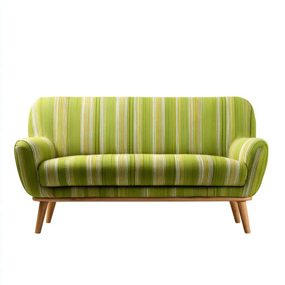 Sofa Stoff Grün/Mehrfarbig Holzrahmen