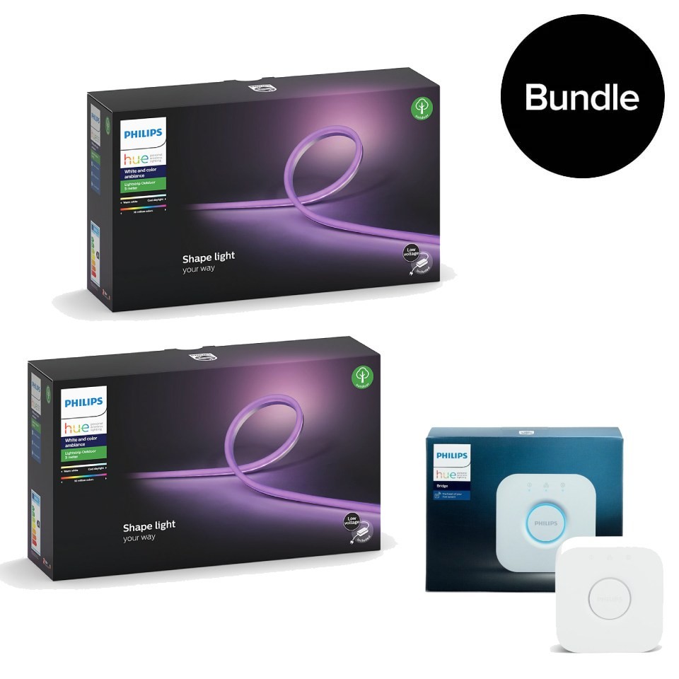 Philips Hue - 2xLightstrip Outdoor 5m & Hue Bridge- Bundle