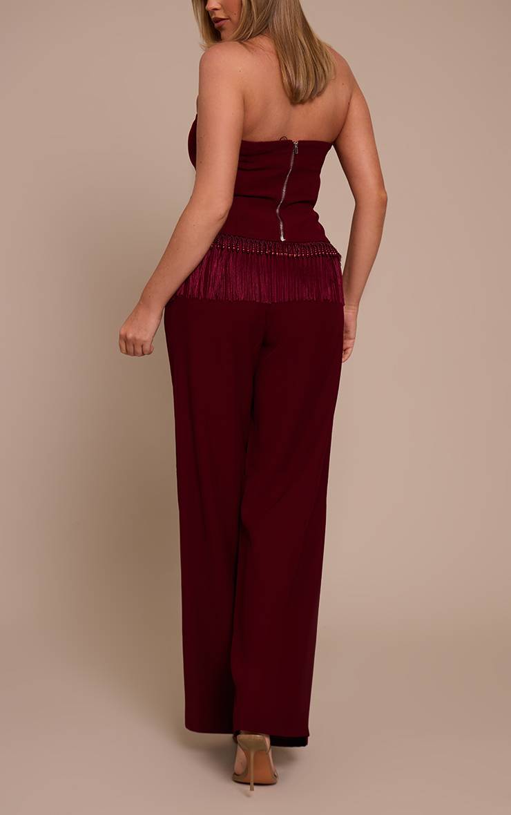 Rouge Bordeaux Pantalon Tailleur Taille Haute Shape