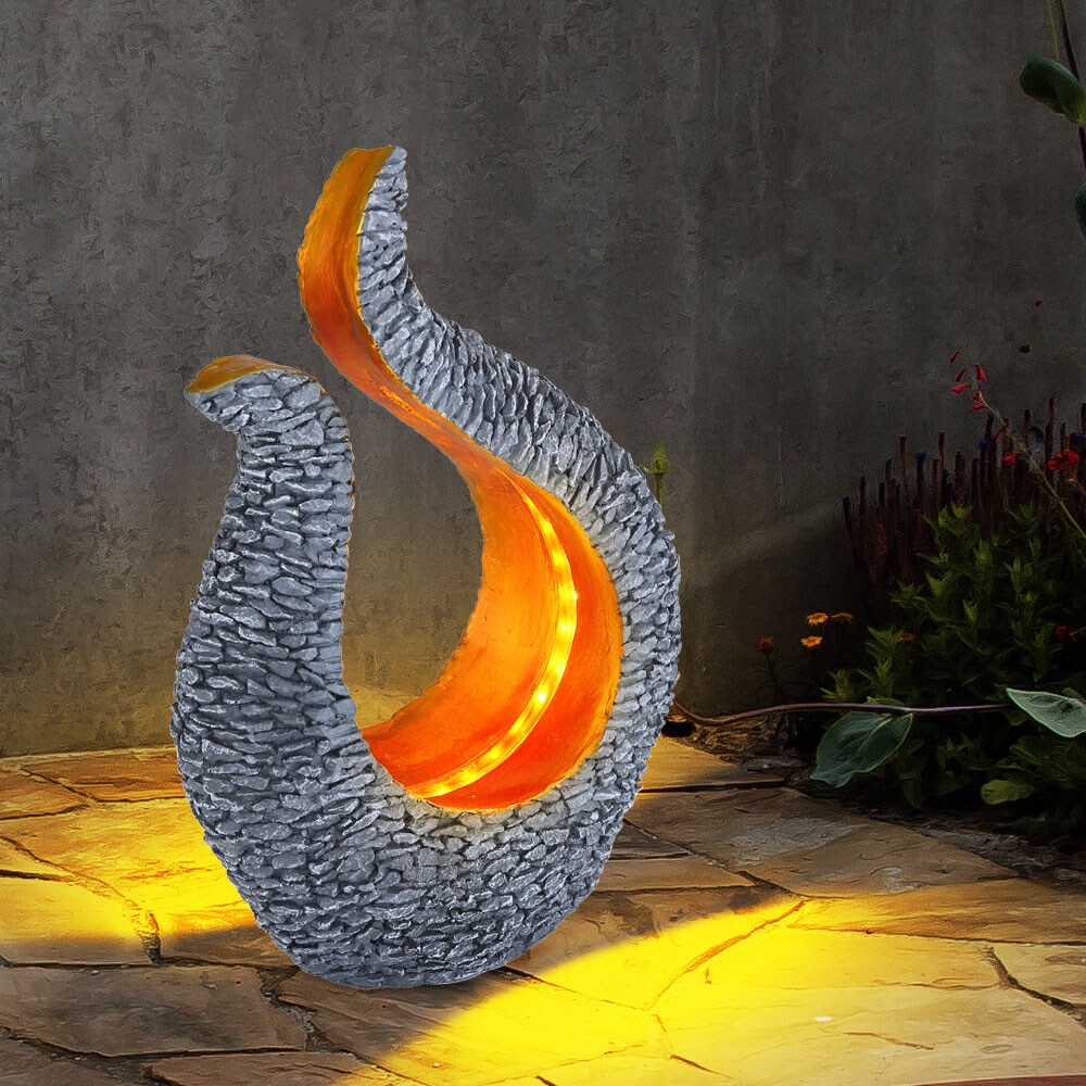 LED Solarleuchte, Skulptur, grau, gold