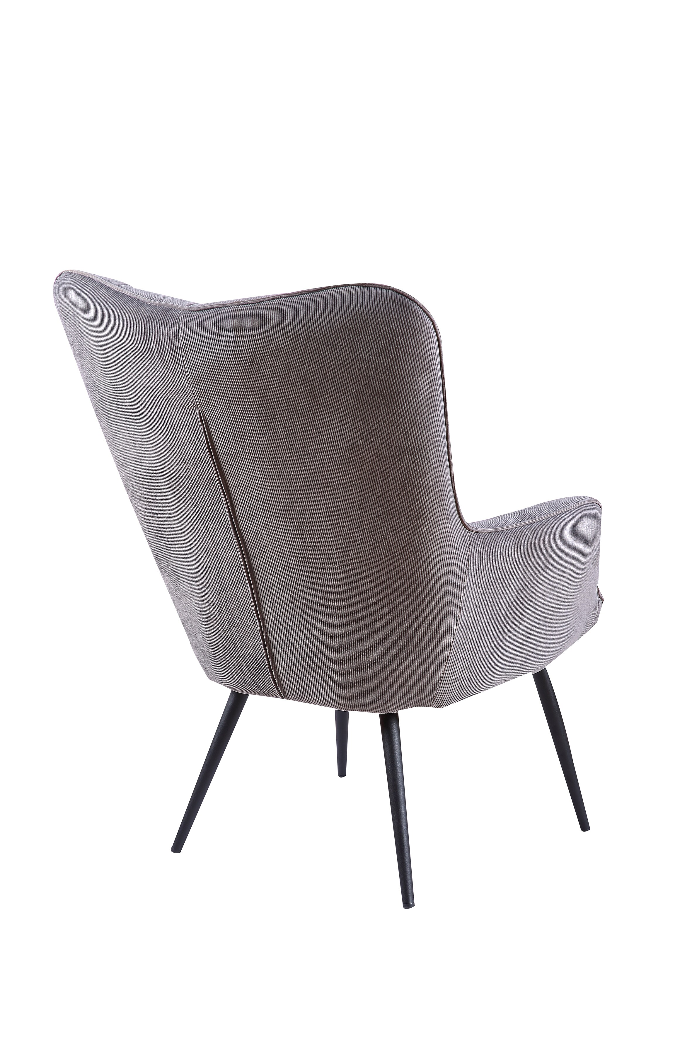 byLIVING Sessel UTA, Cordbezug grau, Gestell Metall schwarz