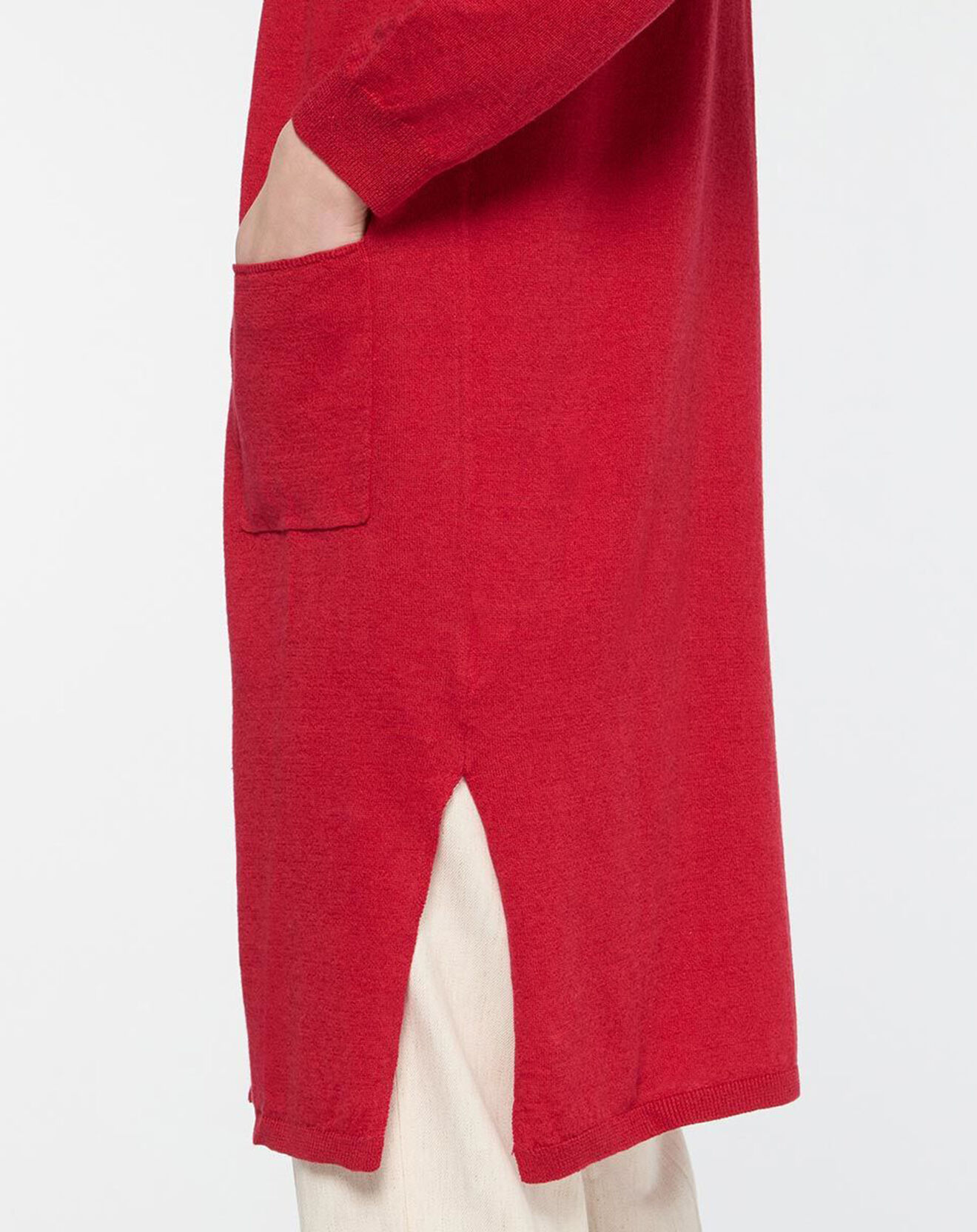 Yerse Gilet en Lin & Coton Twin rouge
