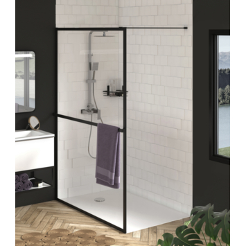 Allibert inloopdouche Milton 120x200 cm helder glas/mat zwart