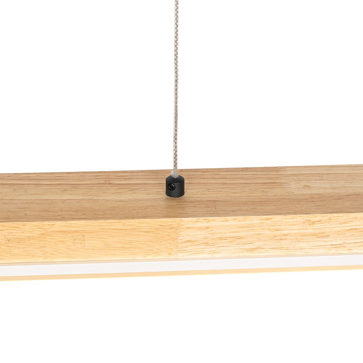Landelijke hanglamp hout incl. LED met touchdimmer - Platina