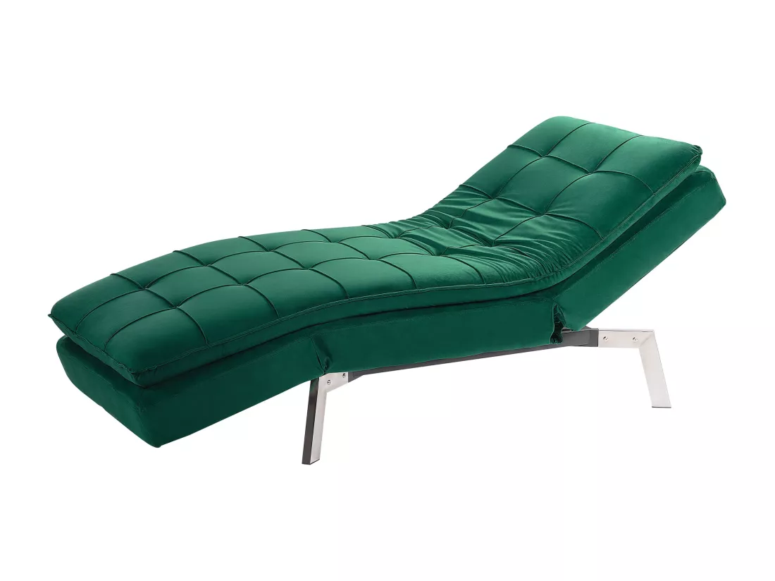 Chaise longue réglable vert émeraude LOIRET