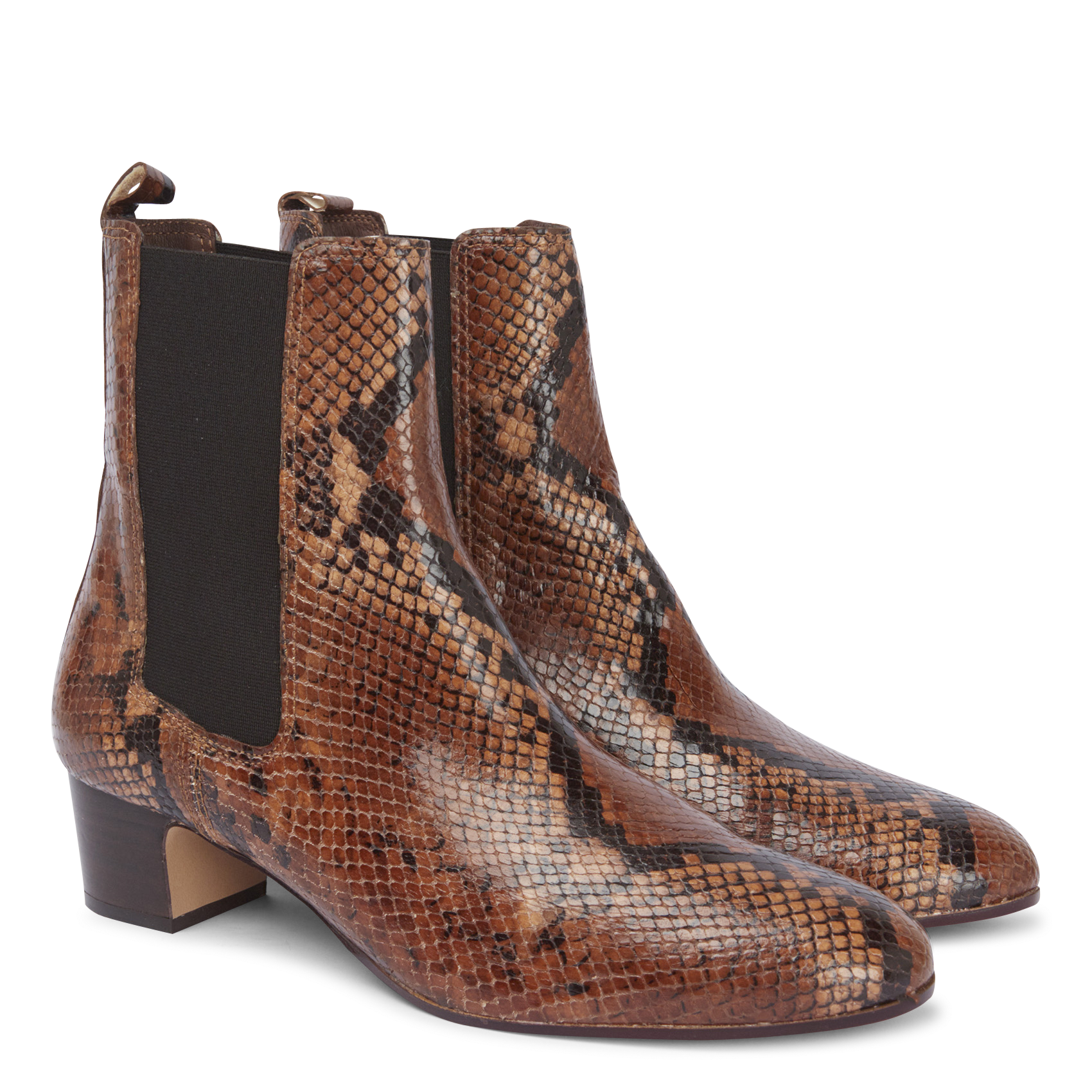 NIABELLA - Bottines en cuir aspect python| Marron