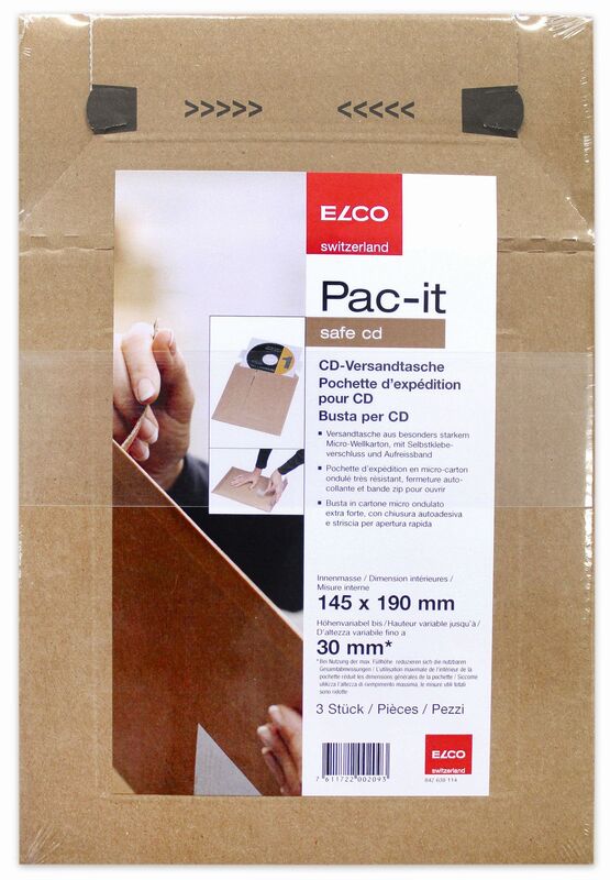 Elco Versandtasche CD, 158 x 203 mm, braun, 3 Stück