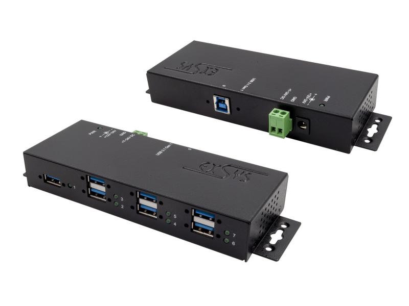 Exsys USB-Hub EX-1189HMVS-3 7-Port USB 3.0 Hub mit ESD-Schutz und Metallgehäuse