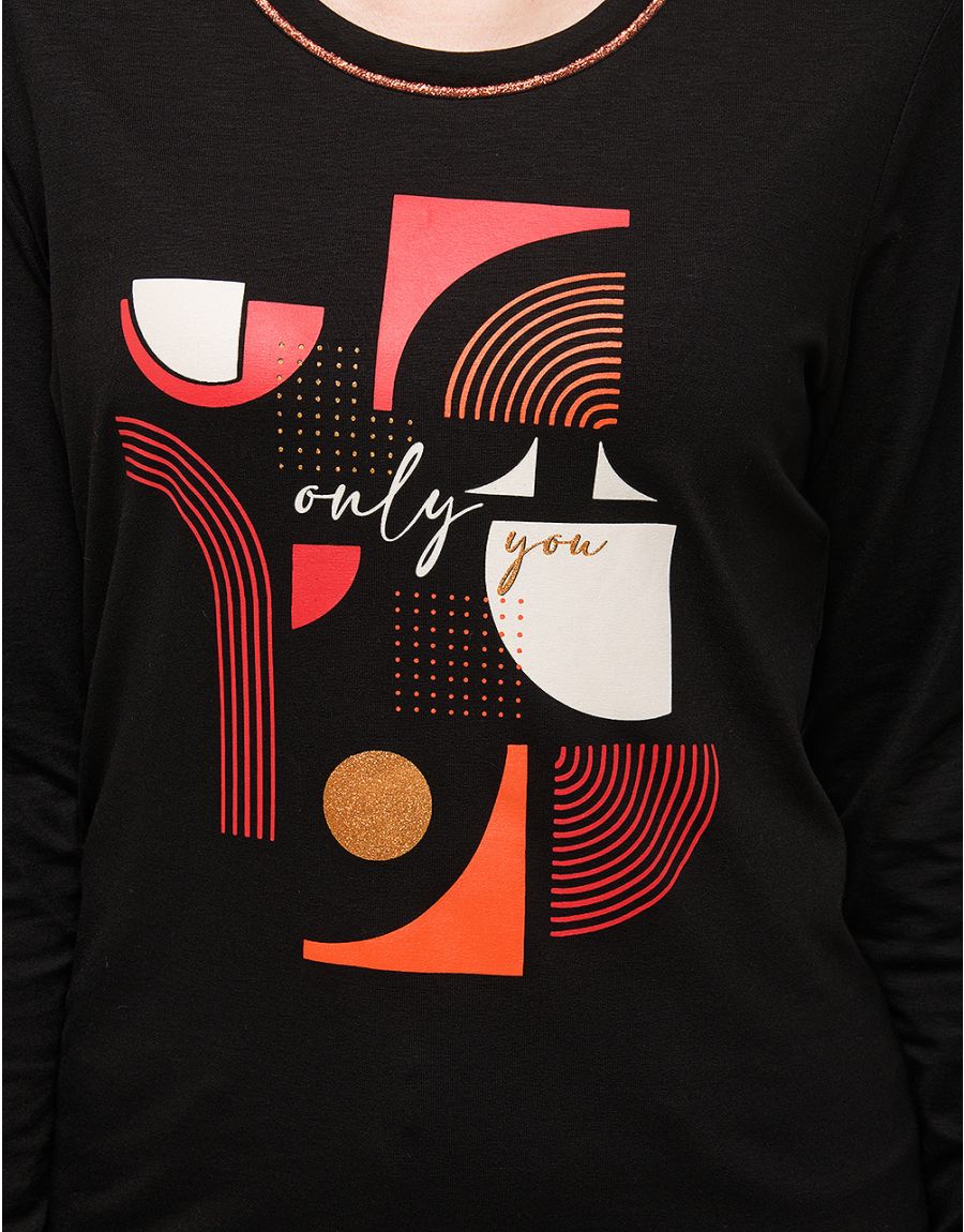 T-shirt noir motif pop