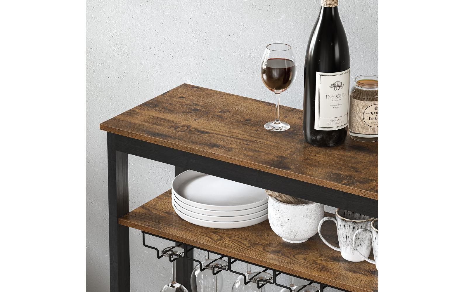 Weinregal für 24 Flaschen, aus BambusholzWeinregal im Industrie-Design mit Glashalter