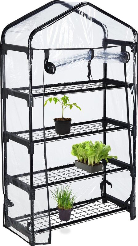 Relaxdays kweekkas balkon - smalle foliekas 125 x 69 x 29 cm - folie plantenkas - hobbykas