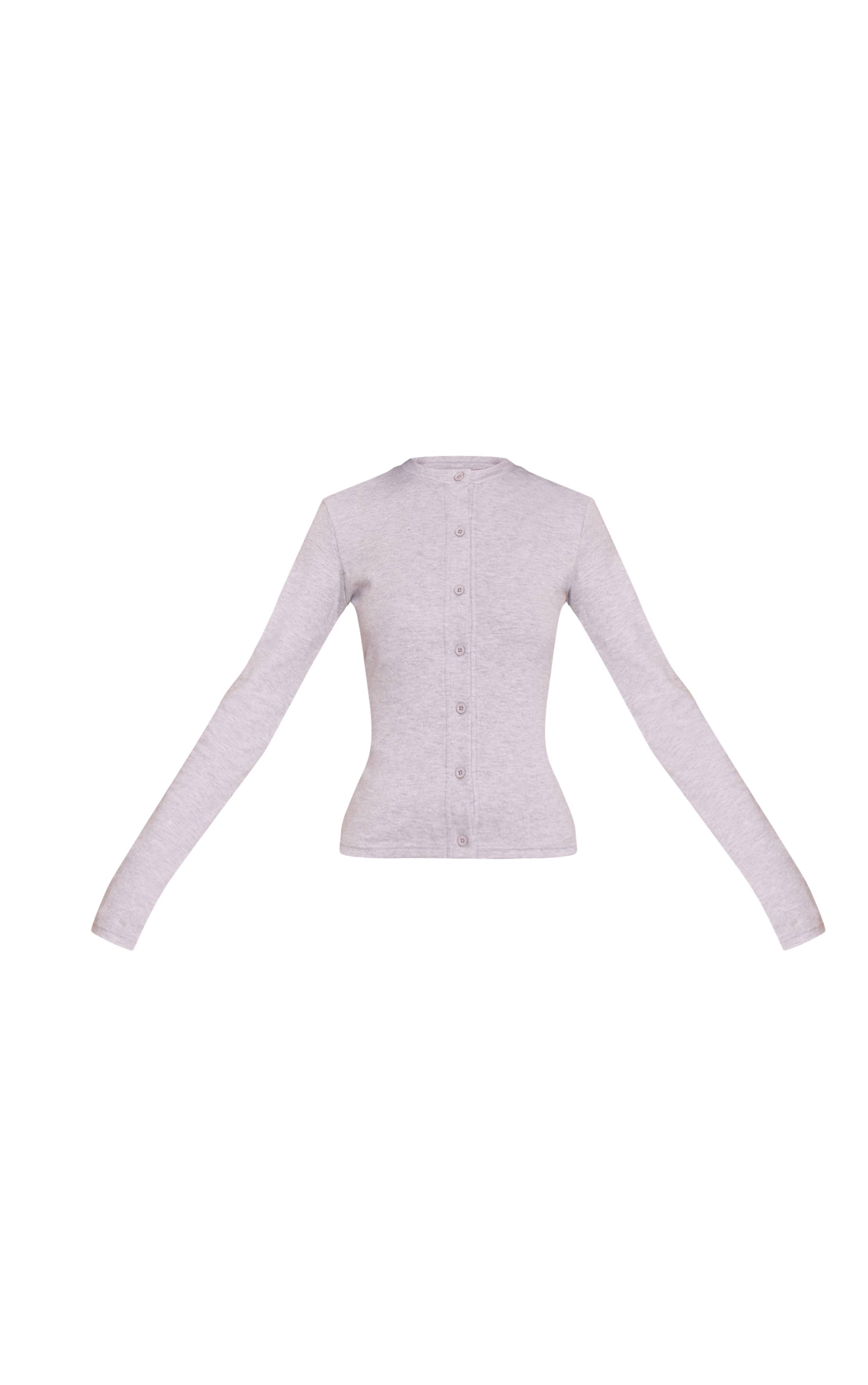 Gris Cendré Ensemble Coordonné Haut Boutonné Toucher Doux Tall