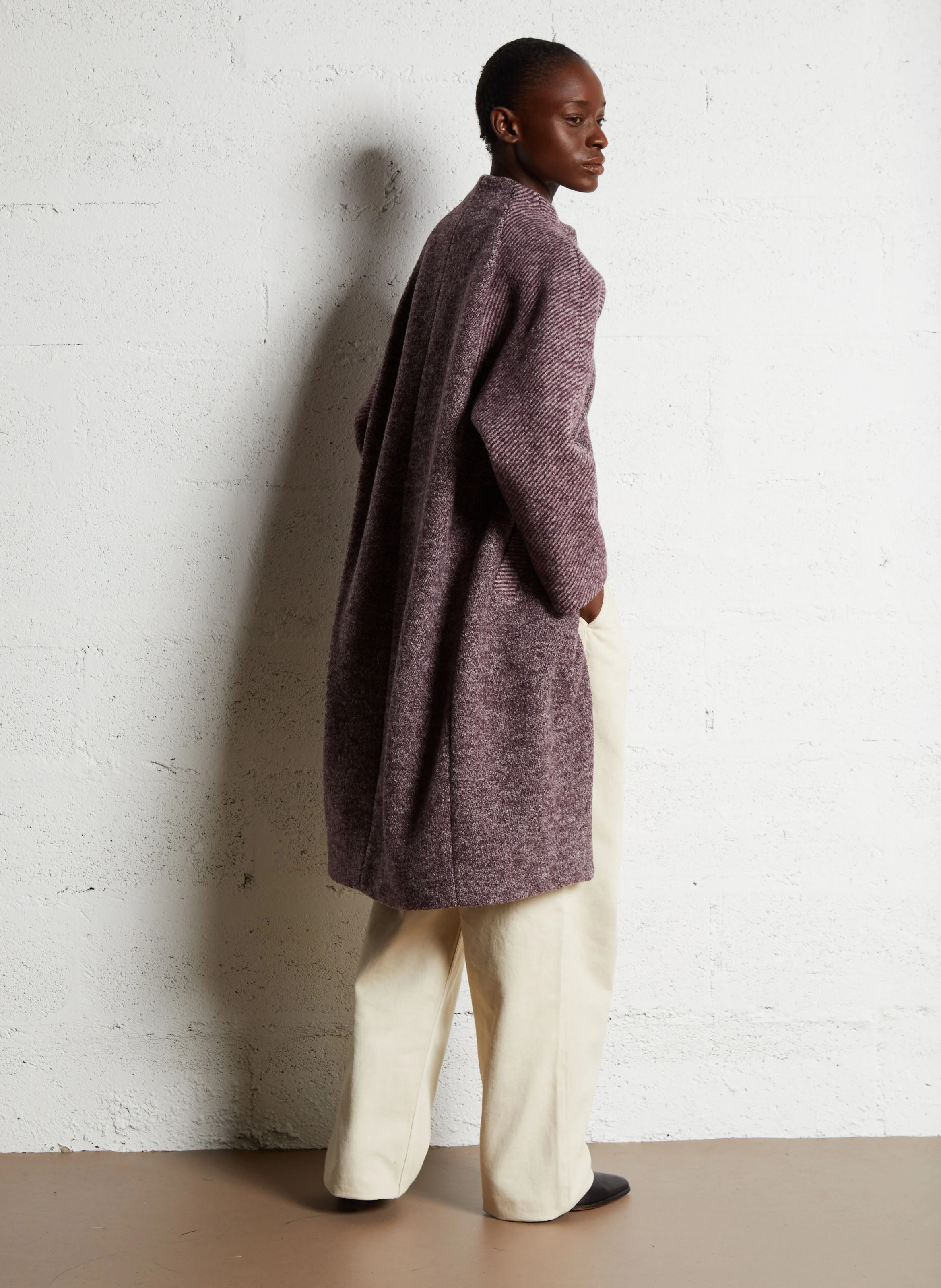 CANDIDE - Manteau mi-long en laine et coton | Rouge