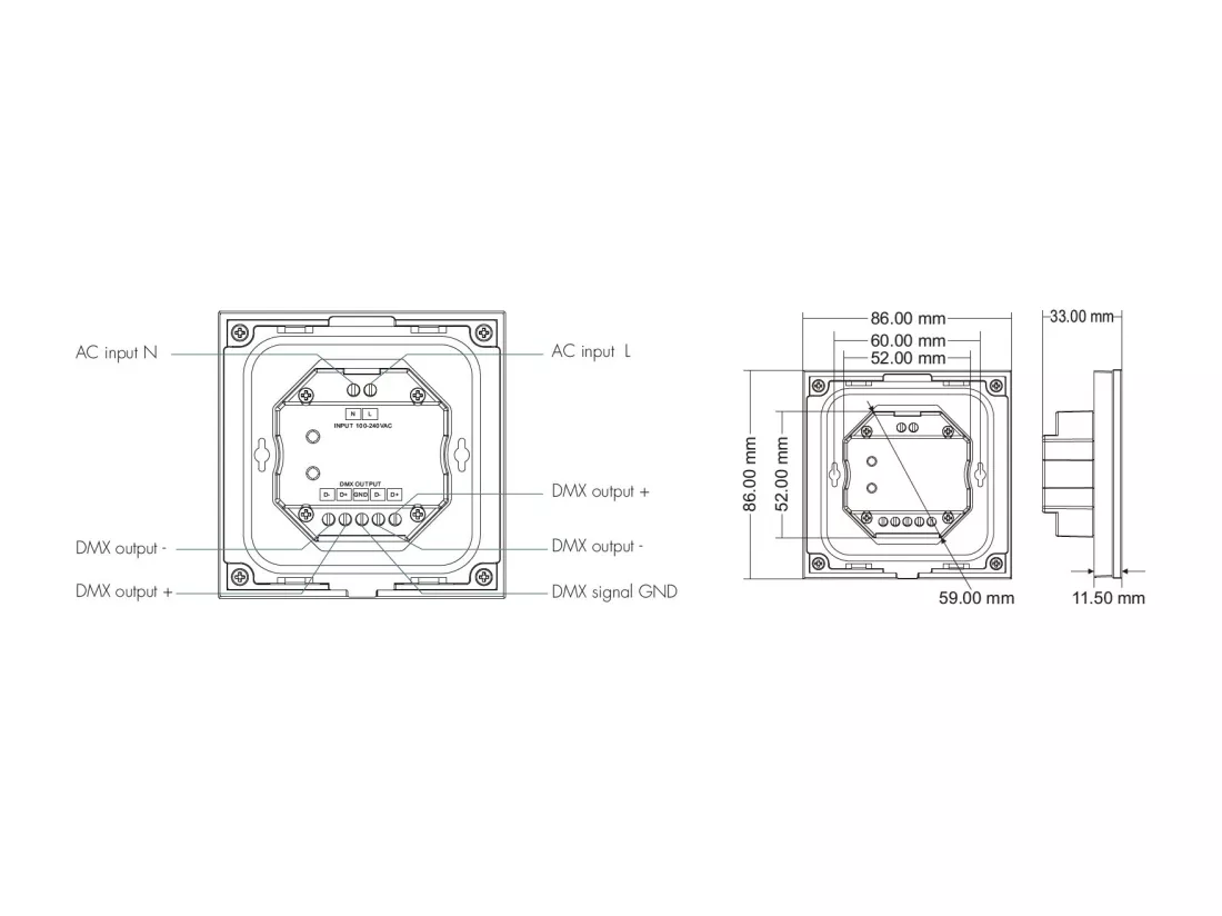 Variateur Master DMX Tactile RGBW 4 zones RGBW