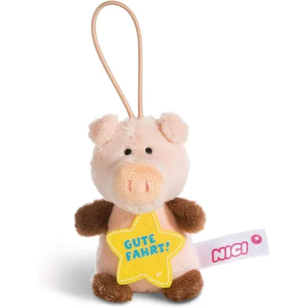 NICI Schwein Plüsch mit Loop Gute Fahrt 8 cm