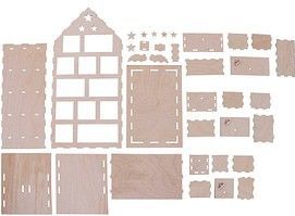 Rayher - Houten Adventskalender Huis - Naturel - 185-delig - 25,5 x 17,5 x 45,5 cm