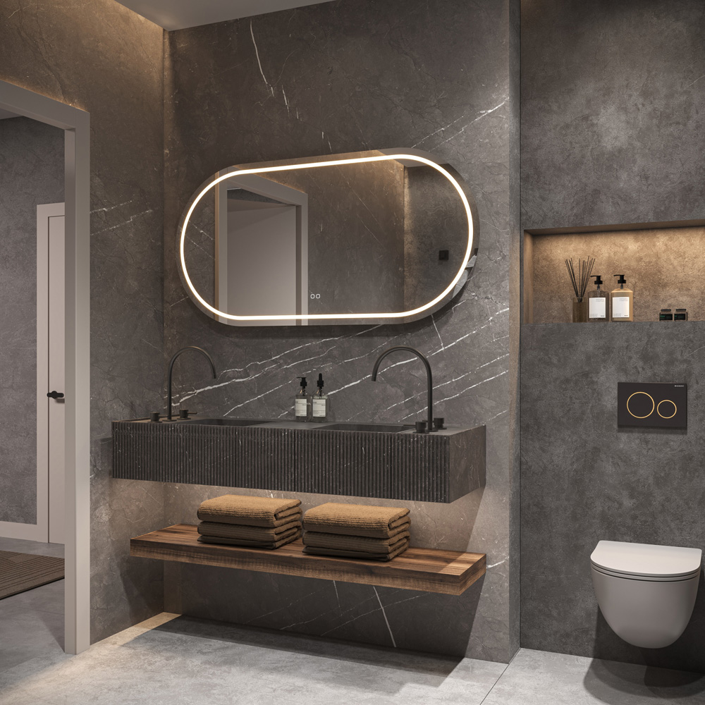 Hipp Design Phantom ovale spiegel met verlichting en verwarming 100x70cm