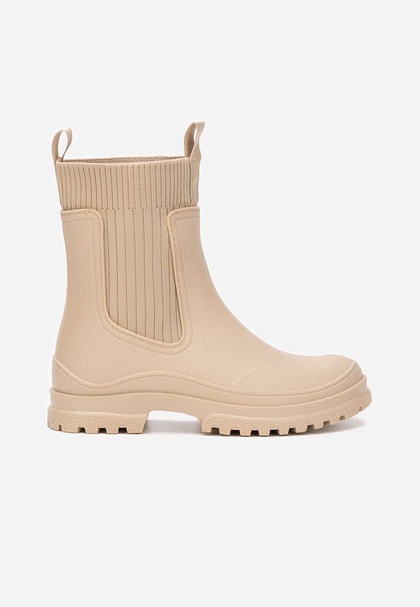 Bottines en caoutchouc beige Aideia