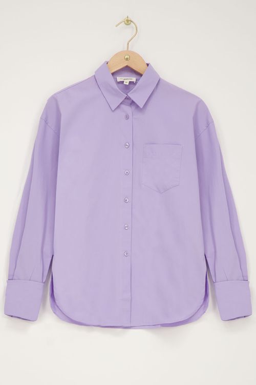Oversized lila blouse met borstzak