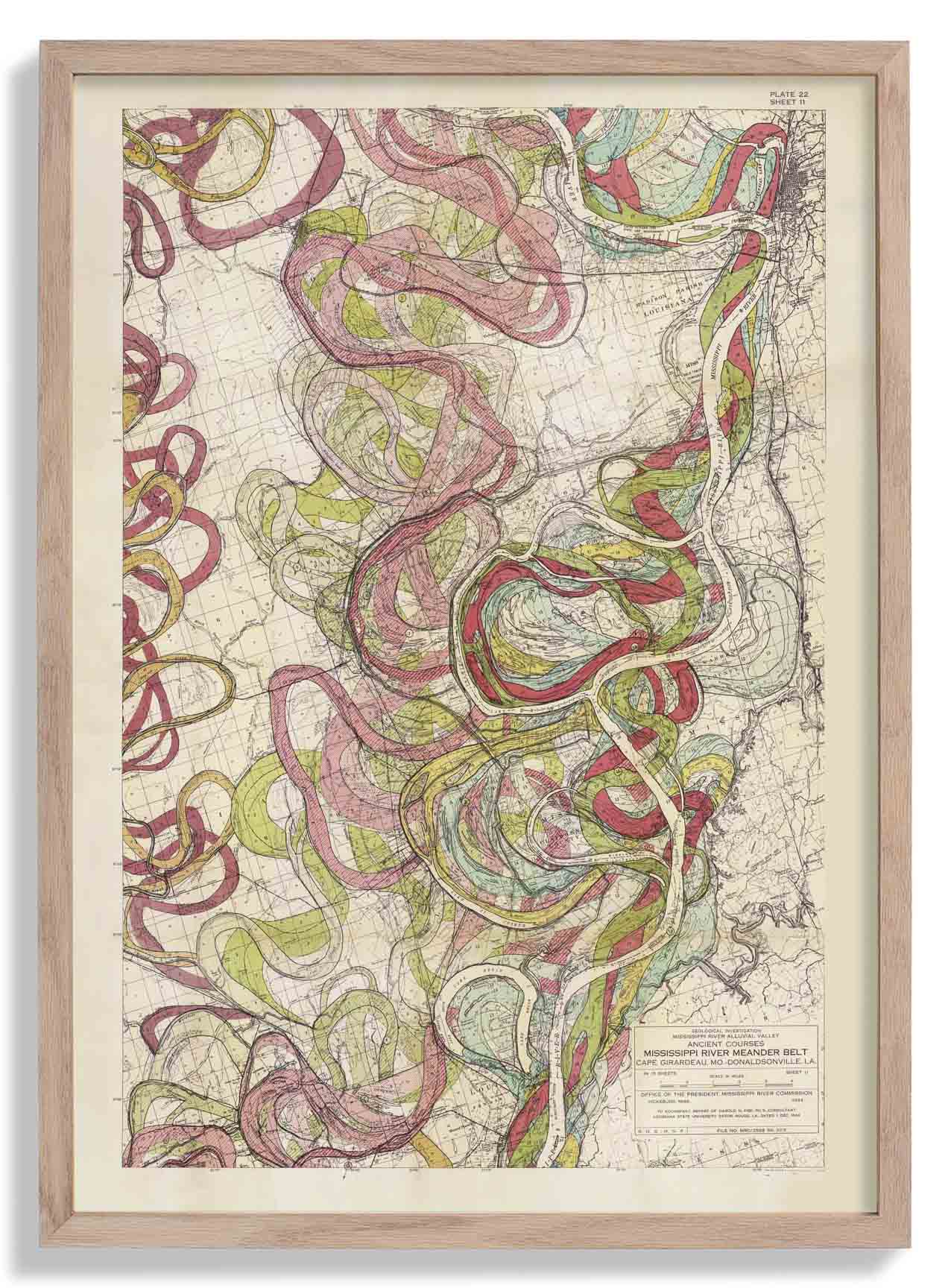 Der mäandernde Mississippi von Harold Fisk; Tafel 22, Blatt 11
