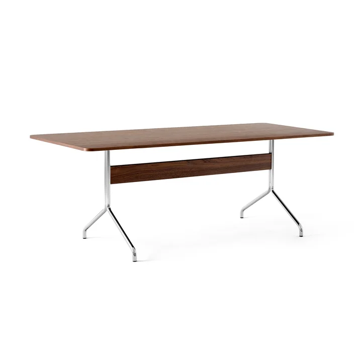 &Tradition - Pavilion Dining Esstisch AV19, 200 x 90 cm, Walnus lackiert / Gestell chrom