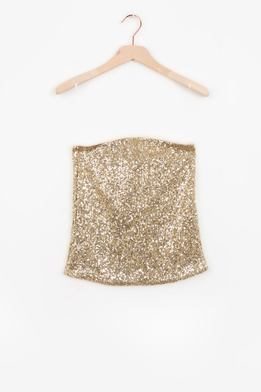 Gouden bandeau top met pailletten