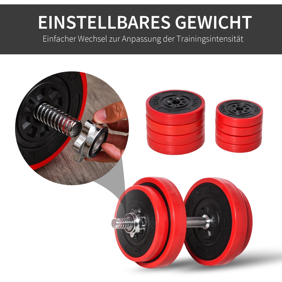 HOMCOM Kurzhantel-Set verstellbar rot, schwarz