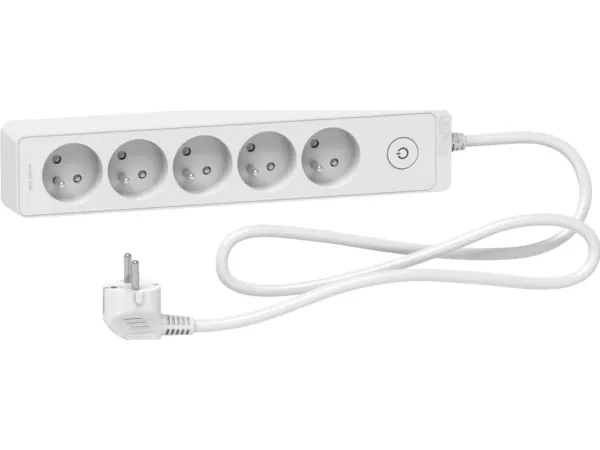 Schneider Electric Odace overspændingsbeskyttende stikdåse 5 stik 1,5 m hvid (ST9351W)