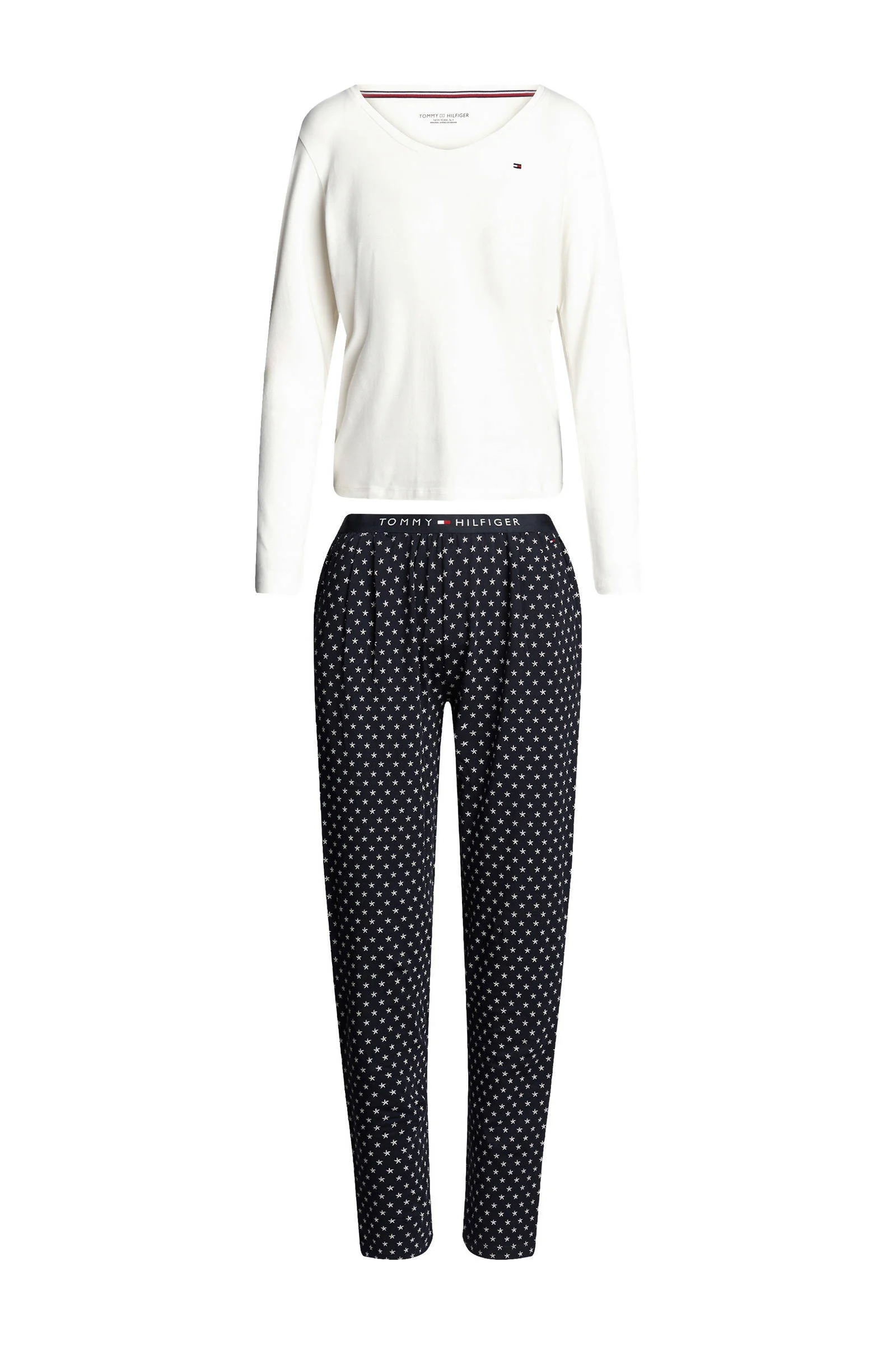 Tommy Hilfiger pyjama wit/donkerblauw