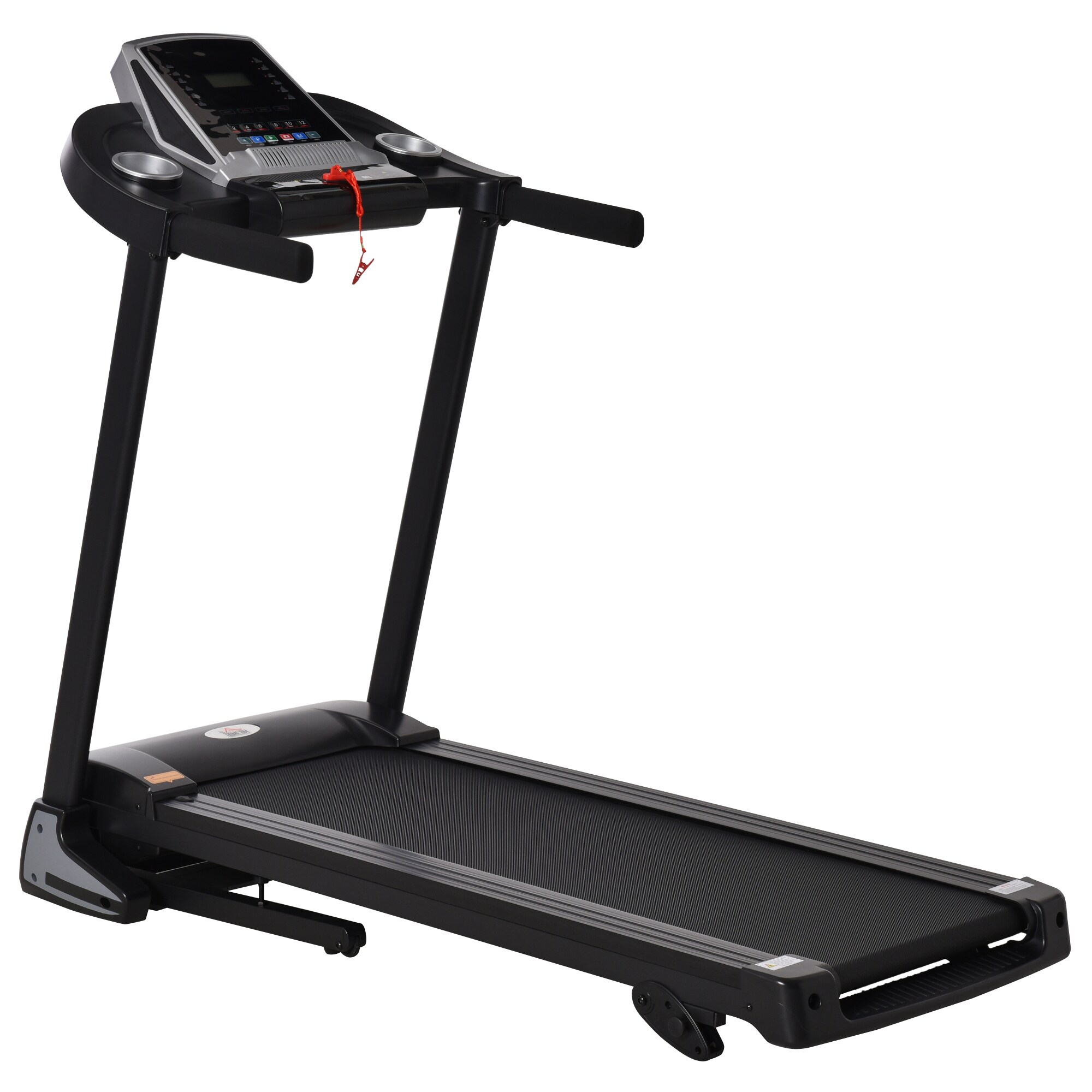 HOMCOM Laufband Ideales Training, Getränkehalter, Handyhalter Schwarz, Grau 142 x 66 x 127 cm (LxHxB)