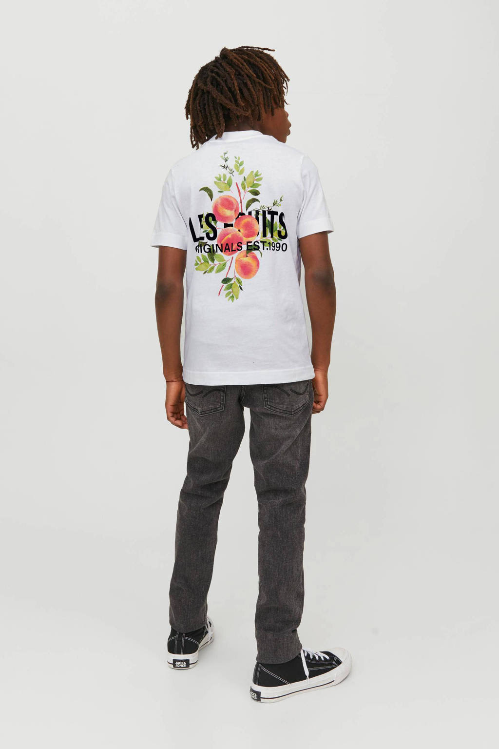 JACK & JONES T-shirt JORFLORES met backprint wit