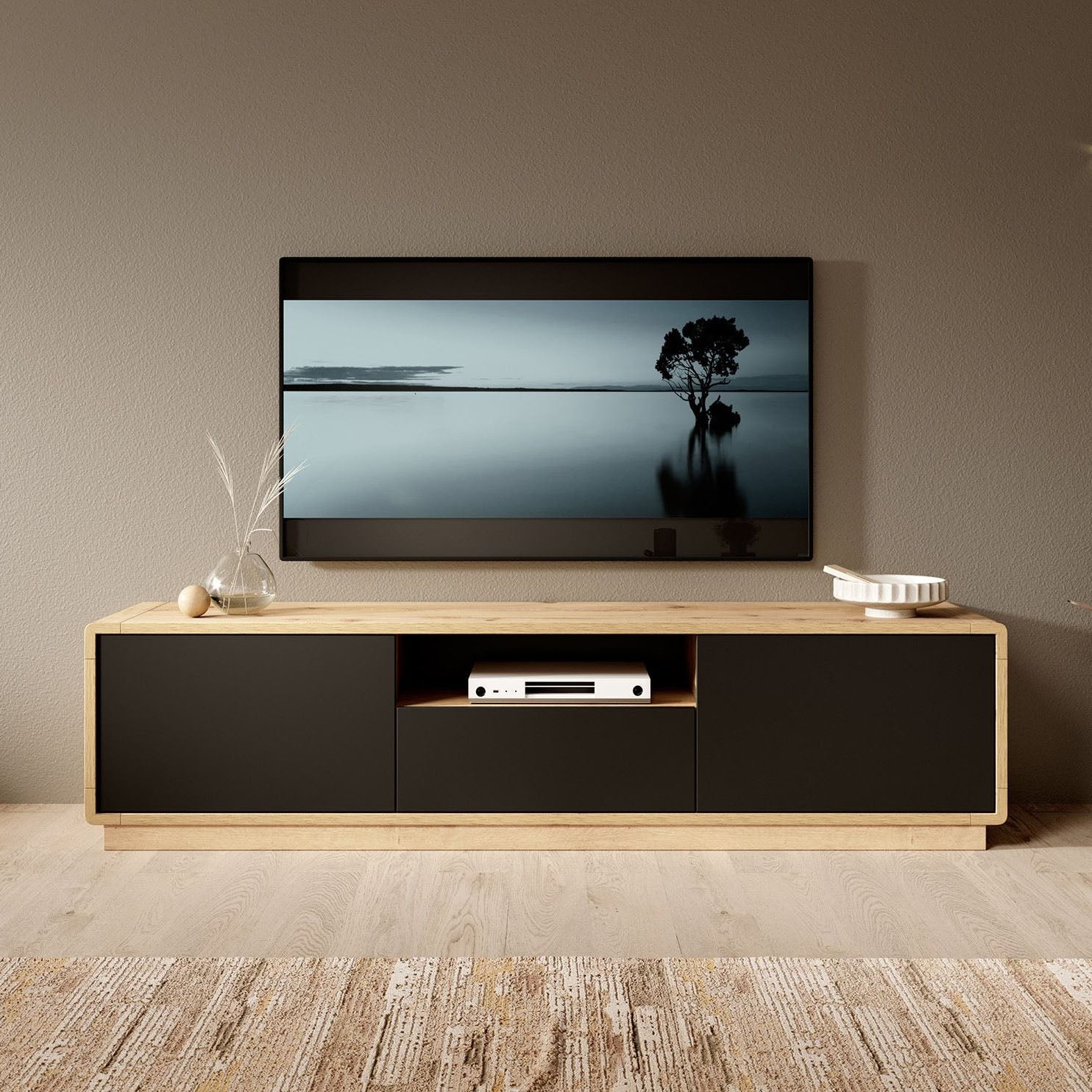Acuna - TV-Meubel - Zwart/eiken - 180 cm