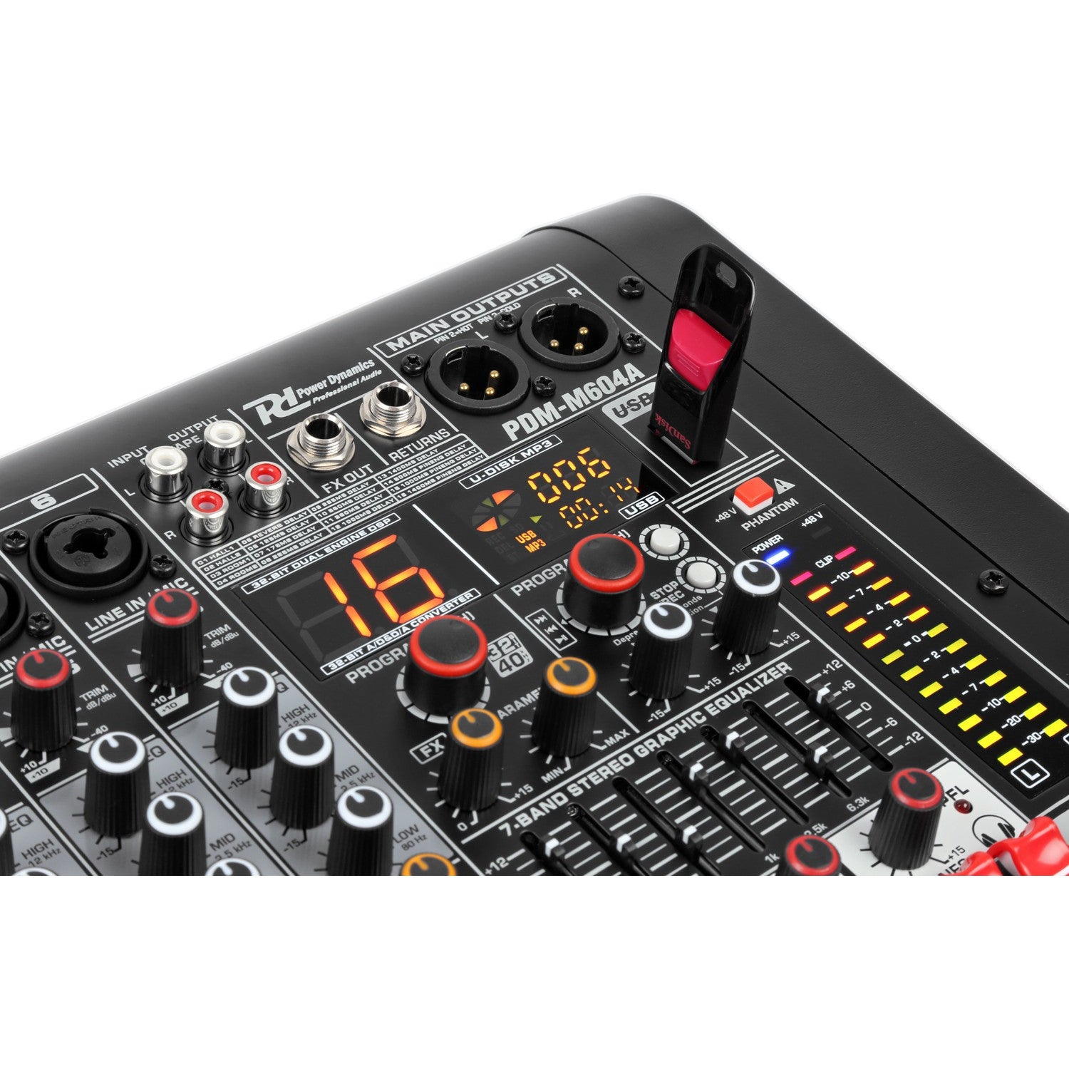Power Dynamics PDM-M604A 6-kanaals mixer met ingebouwde versterker