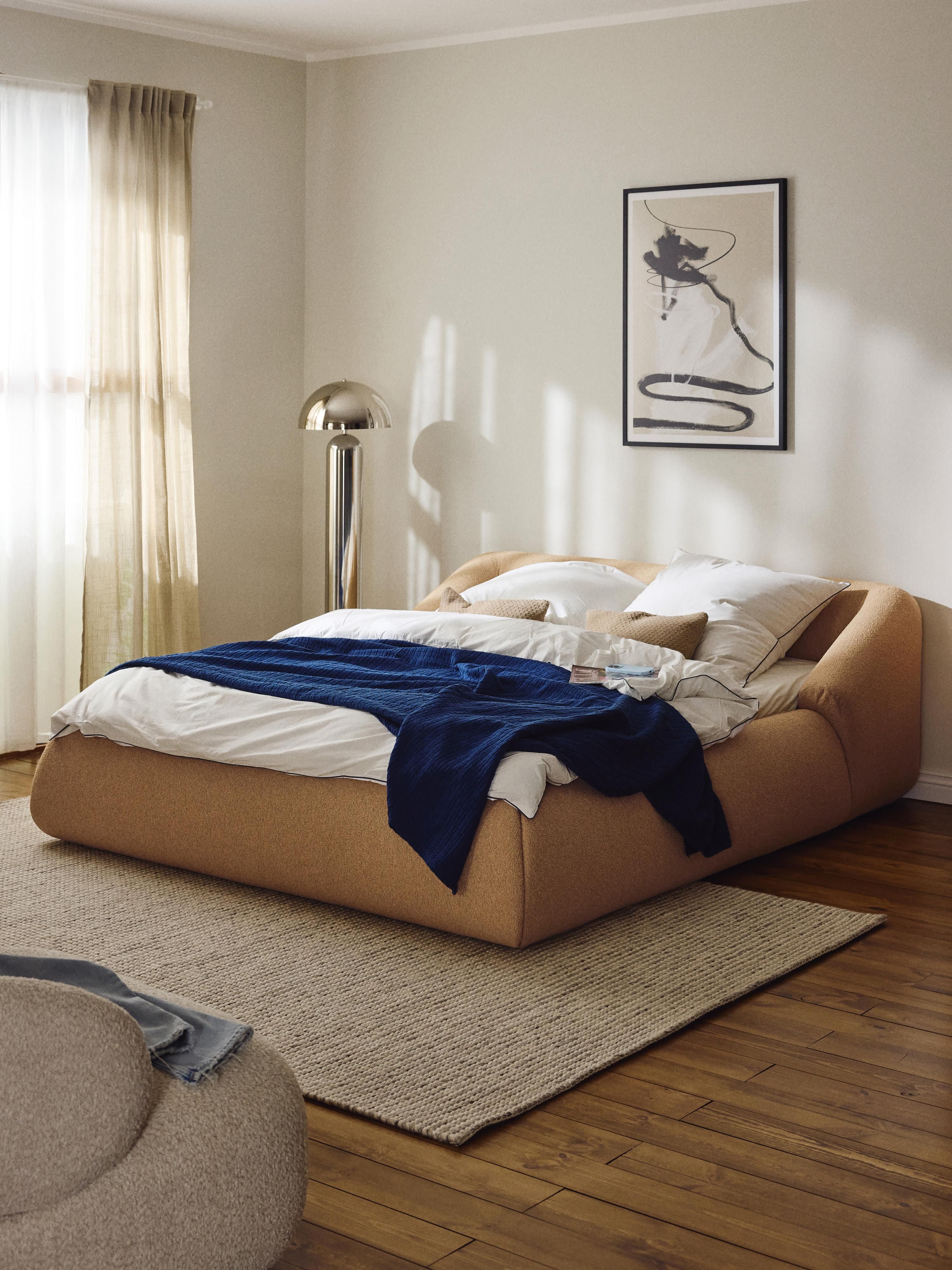 Gestoffeerd bouclé bed Sofia