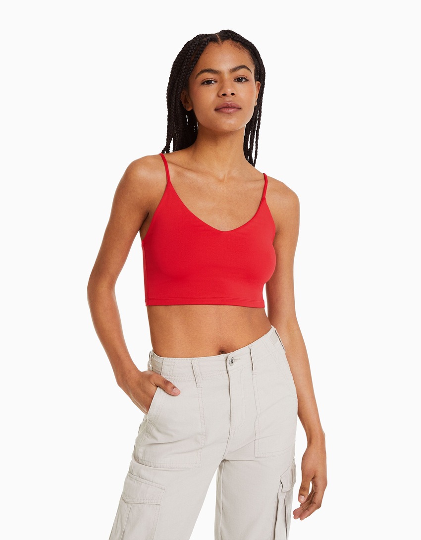 Top cropped de alças finas