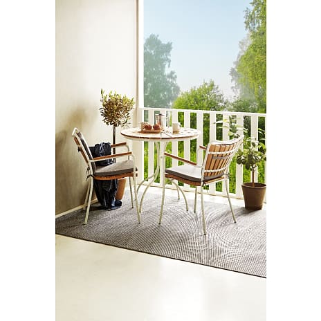Kerteminde Ø80cm teak cafésæt med 2 stole - Teak/hvid